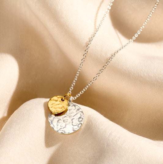 Personalised Mummy and Baby Textured Disc Necklace