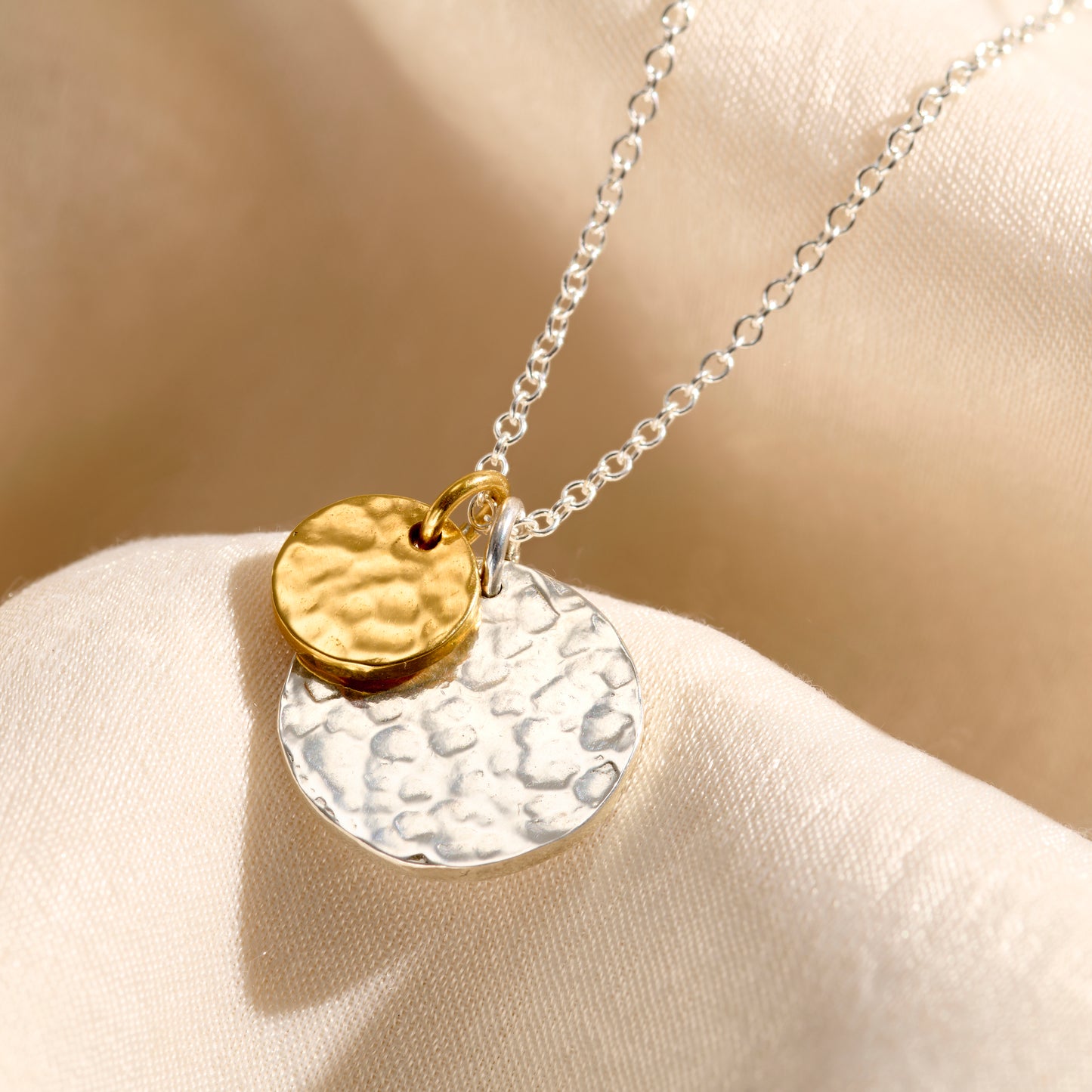 Personalised Mummy and Baby Textured Disc Necklace