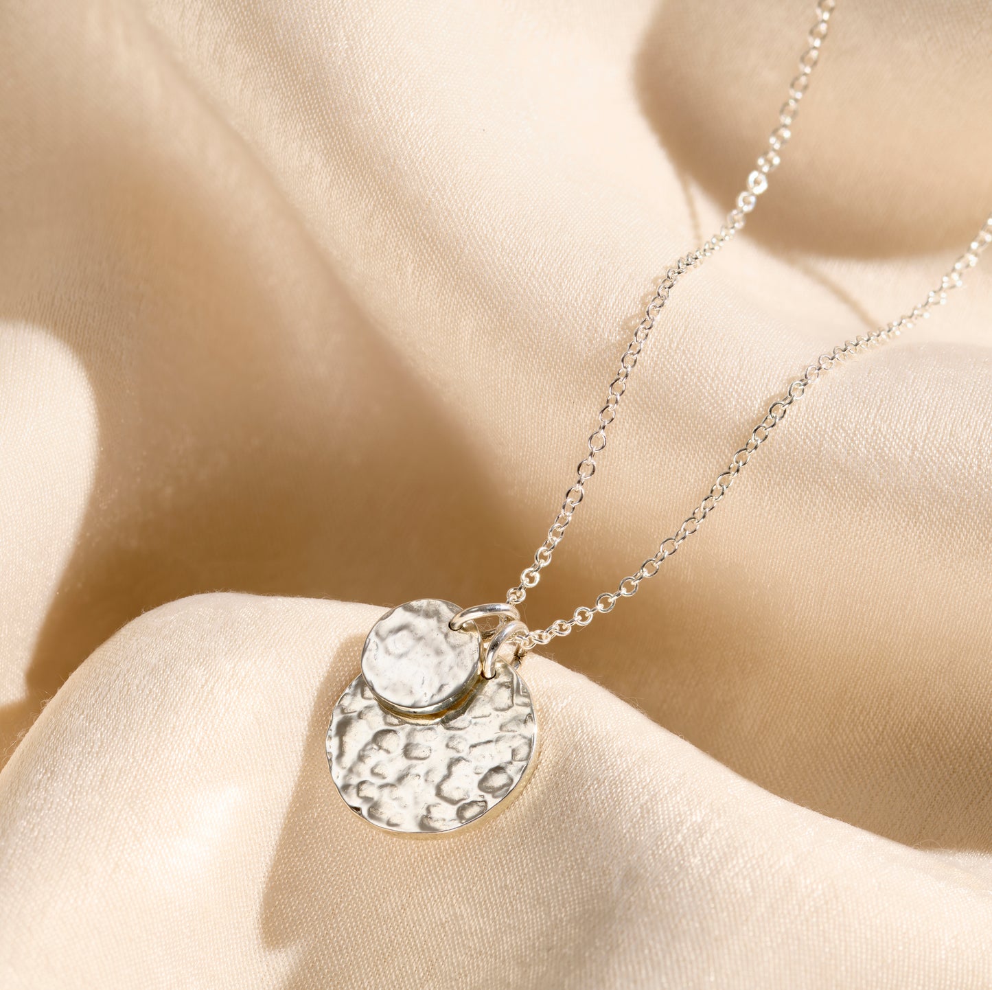 Personalised Mummy and Baby Textured Disc Necklace