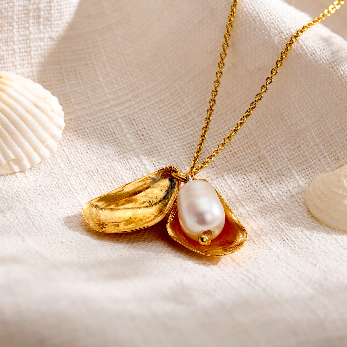 Personalised Mussel Shell & Pearl Necklace