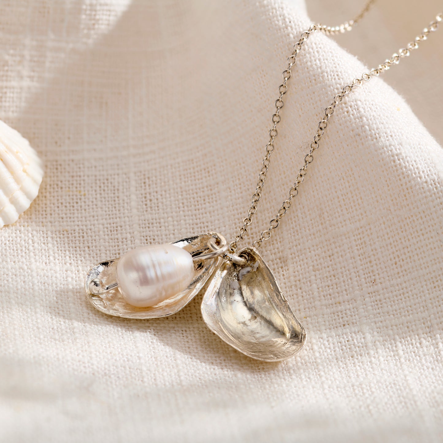 Personalised Mussel Shell & Pearl Necklace
