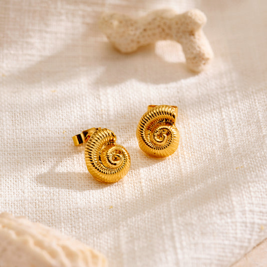 Mini Nautilus Shell Stud Earrings