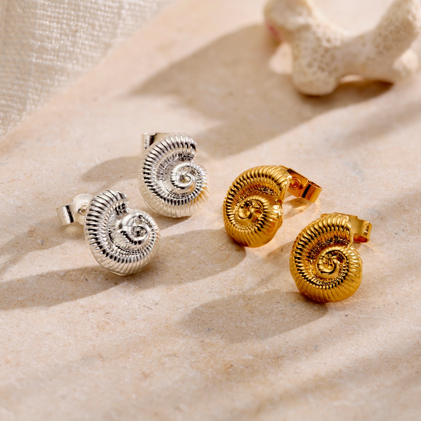 Mini Nautilus Shell Stud Earrings