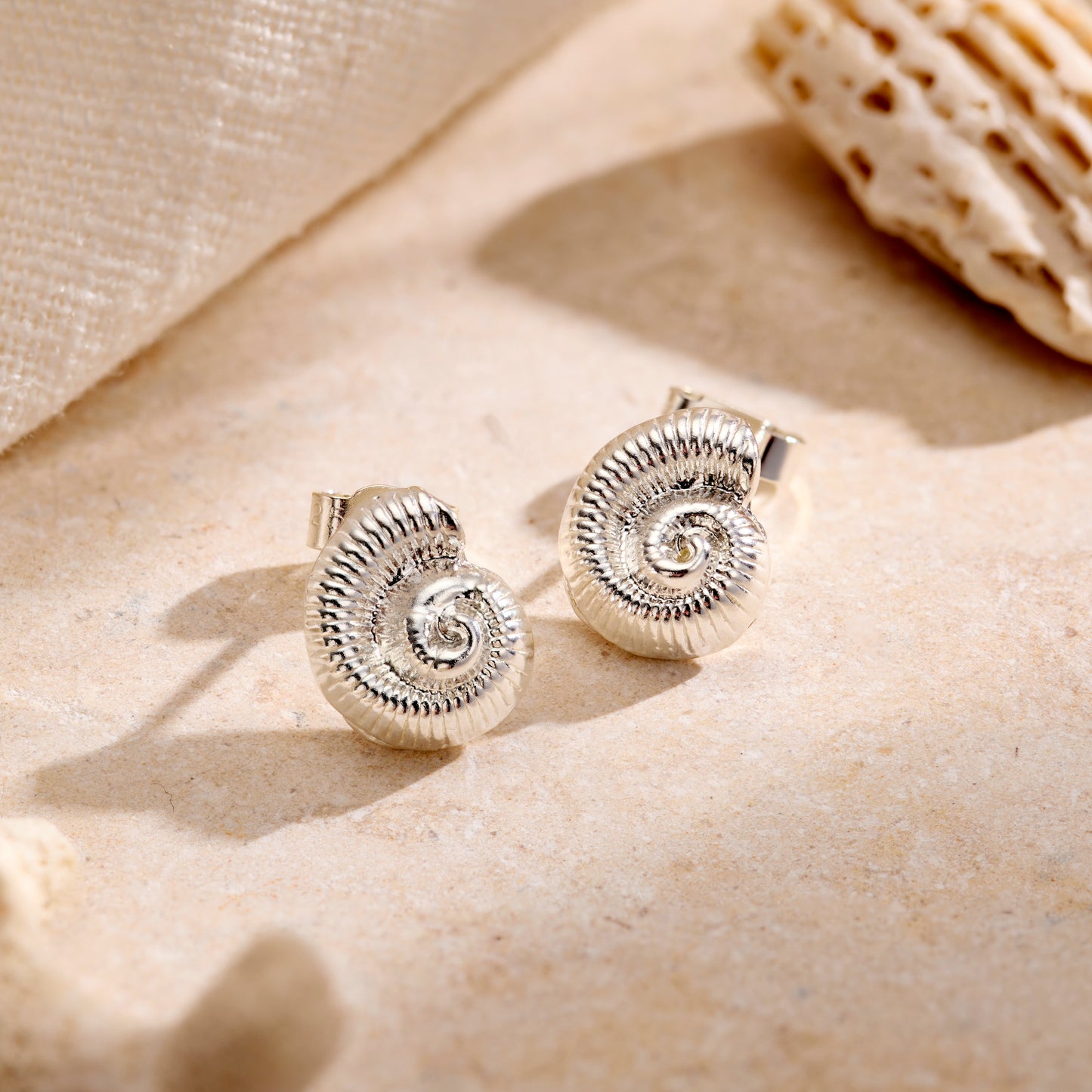 Mini Nautilus Shell Stud Earrings