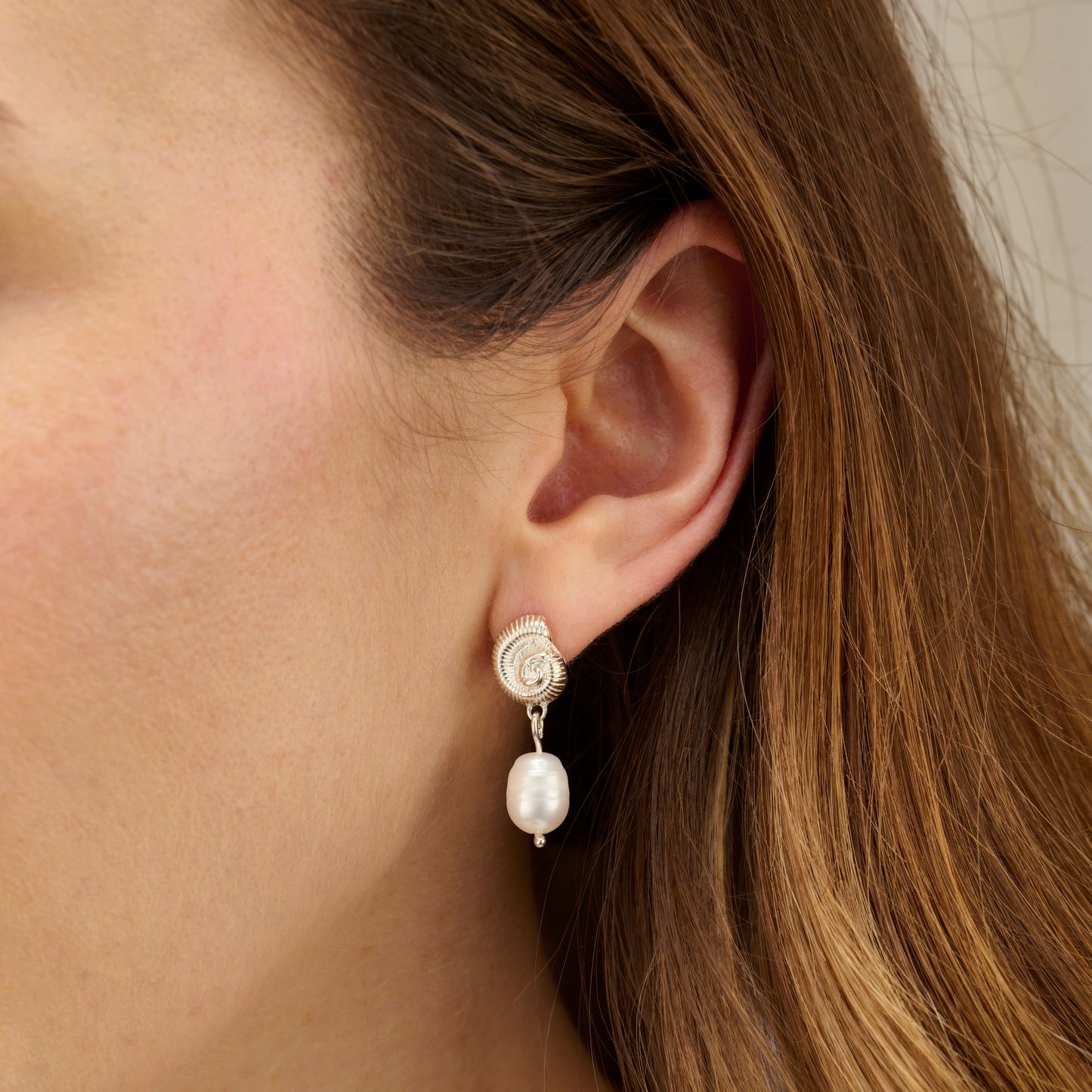Nautilus & Pearl Shell Stud Earrings