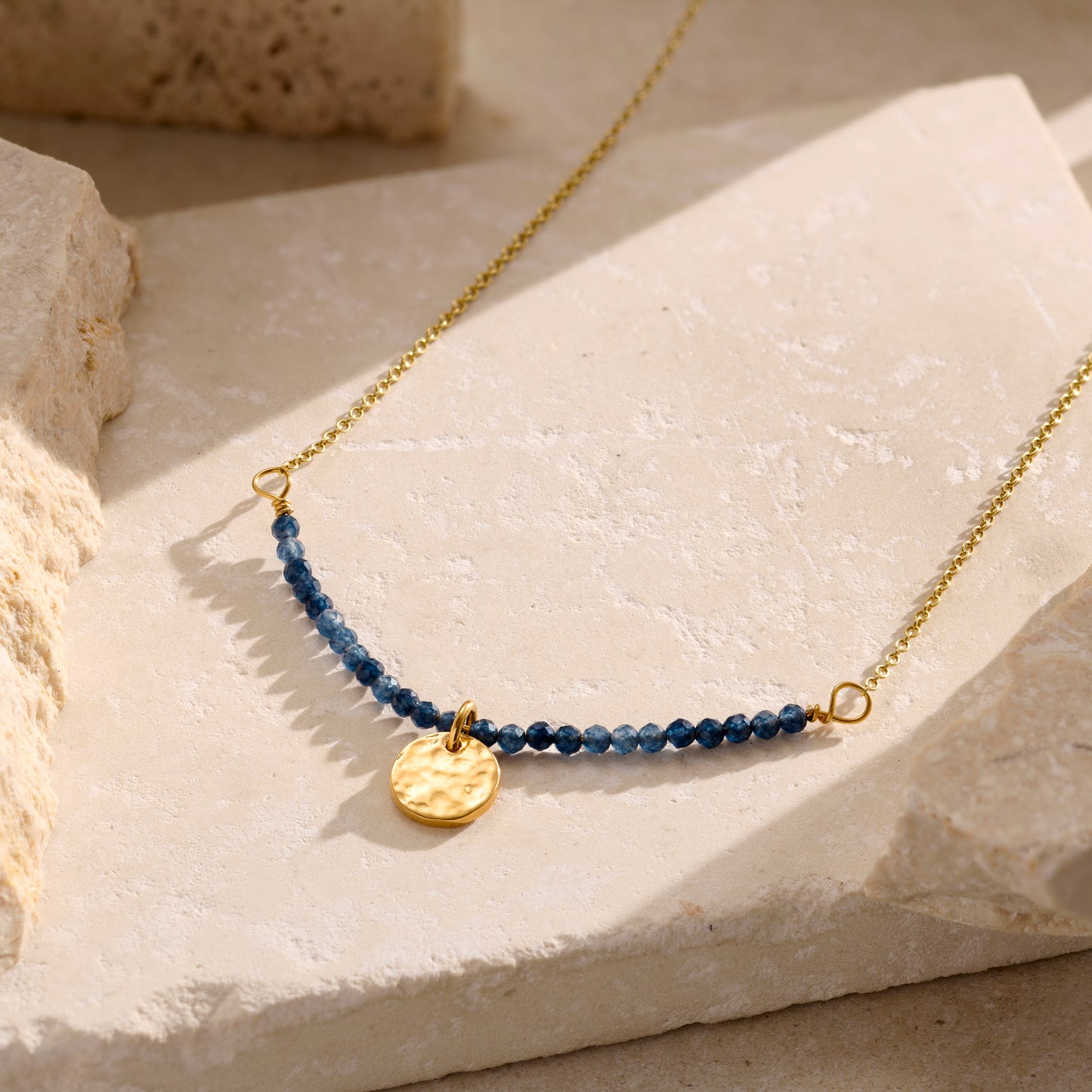 Personalised Dark Blue Semi Precious Beaded Necklace