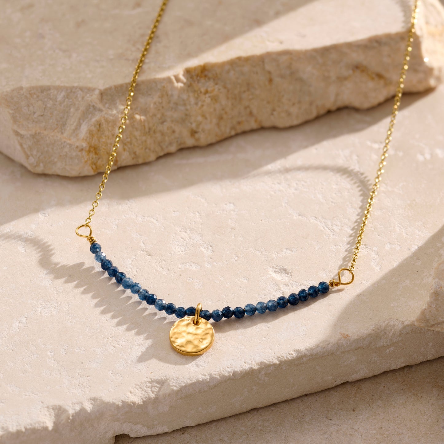 Personalised Dark Blue Semi Precious Beaded Necklace