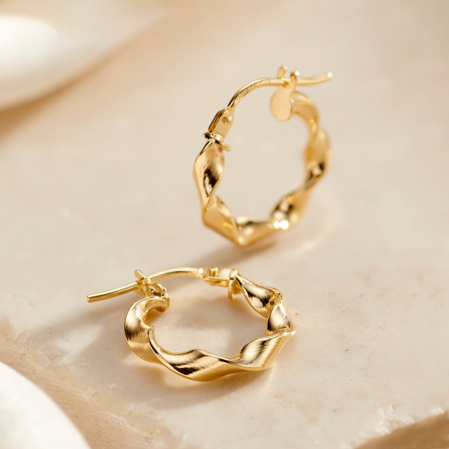Twisted 9ct Gold Organic Hoop Earrings
