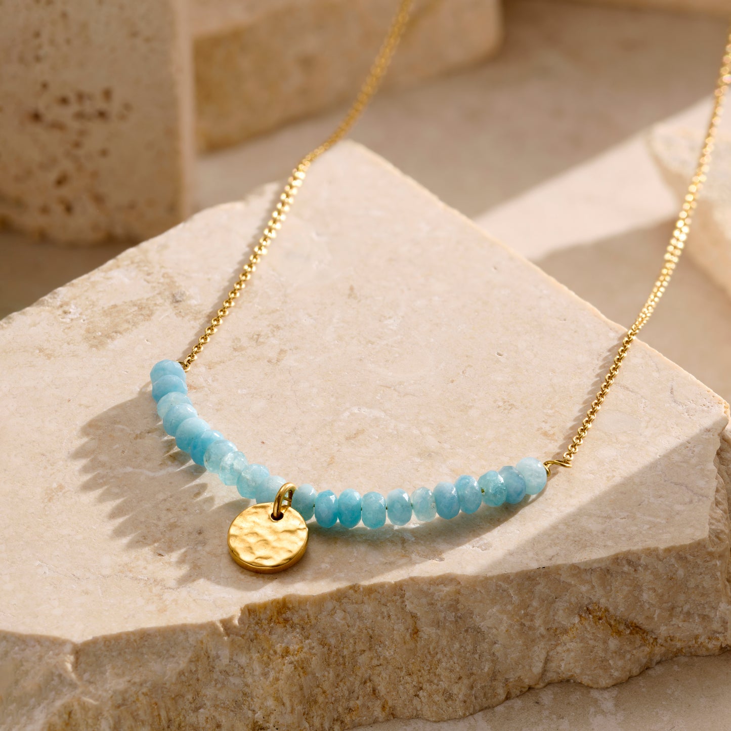 Personalised Pale Blue Semi Precious Beaded Necklace