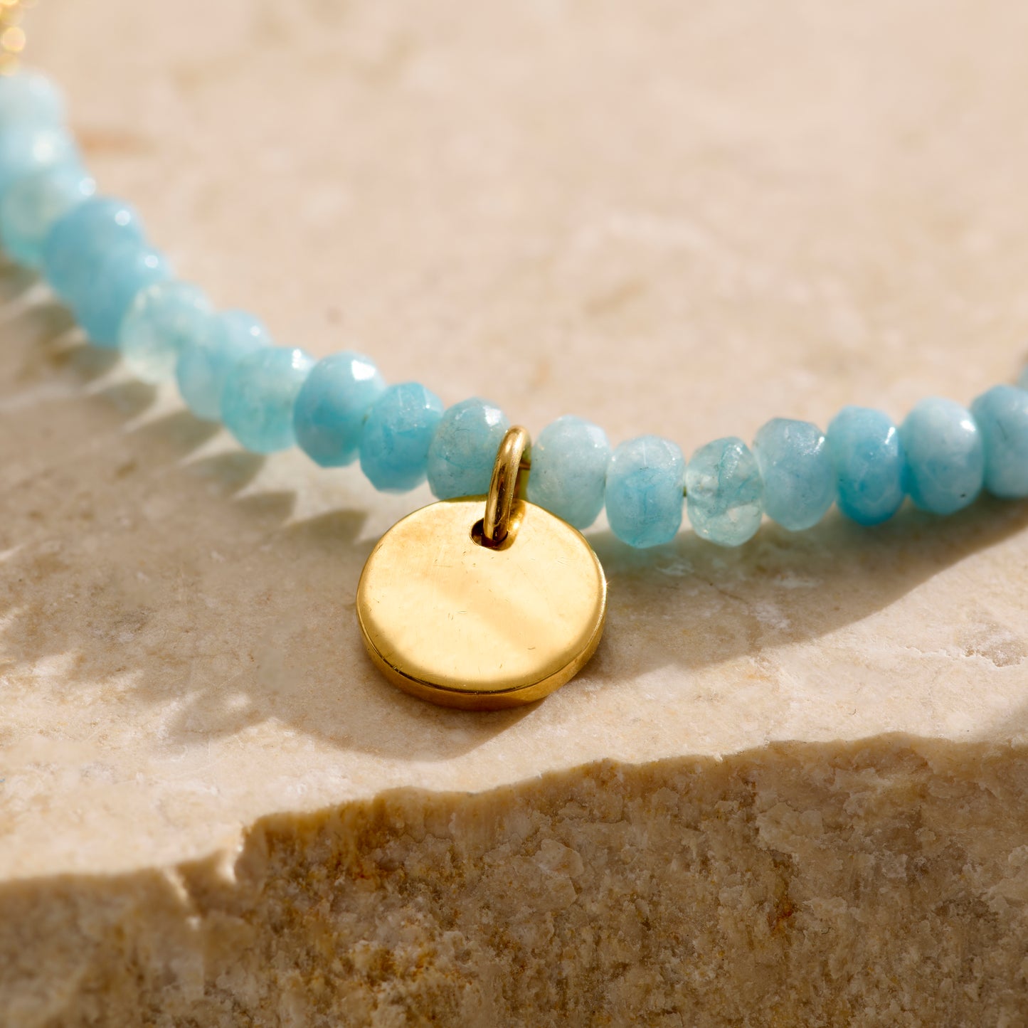 Personalised Pale Blue Semi Precious Beaded Necklace