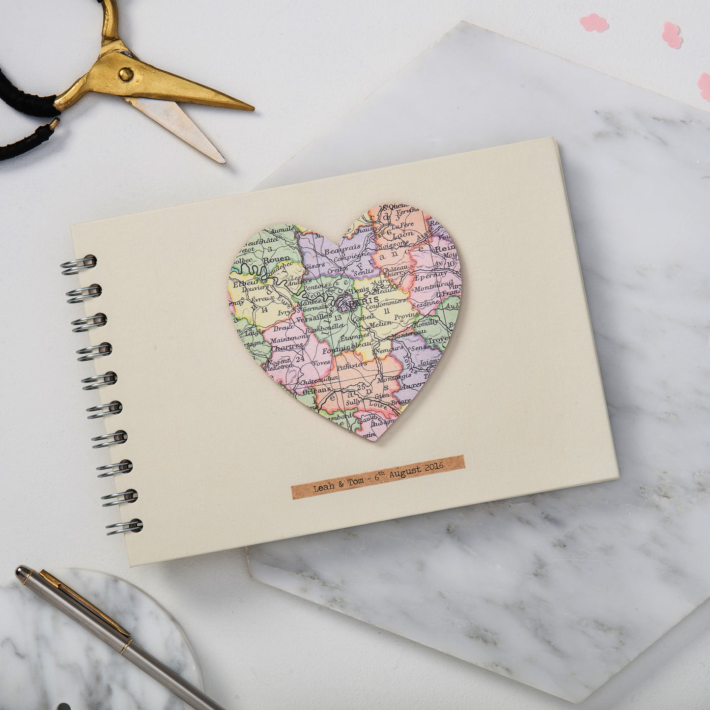 Personalised Vintage Map Heart Album