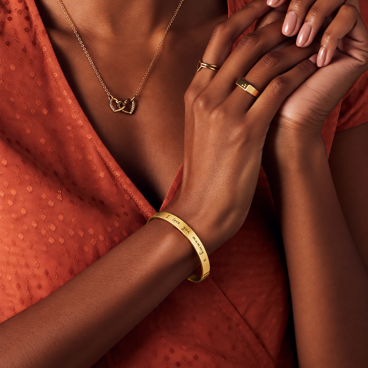 Personalised women's handwriting cuff bangle