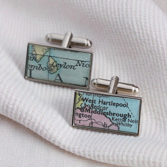 Personalised Rectangular Map Cufflinks