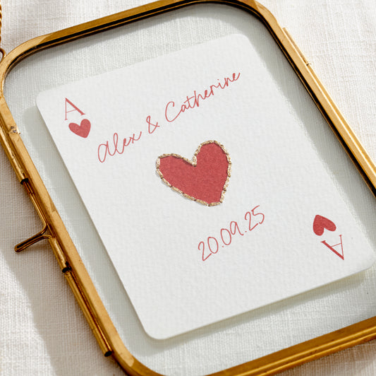 Personalised Stitched Ace Of Hearts Hanging Picture