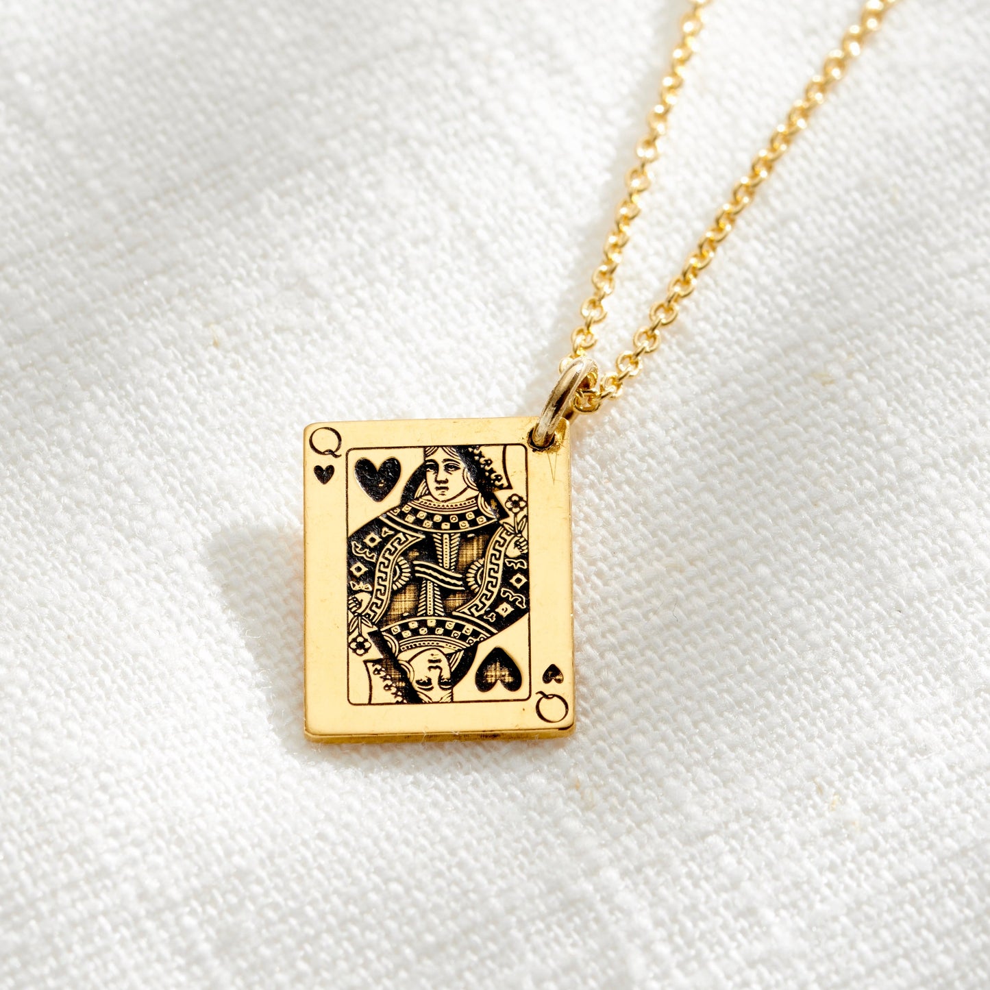 Queen of Hearts Playing Card Charm Necklace