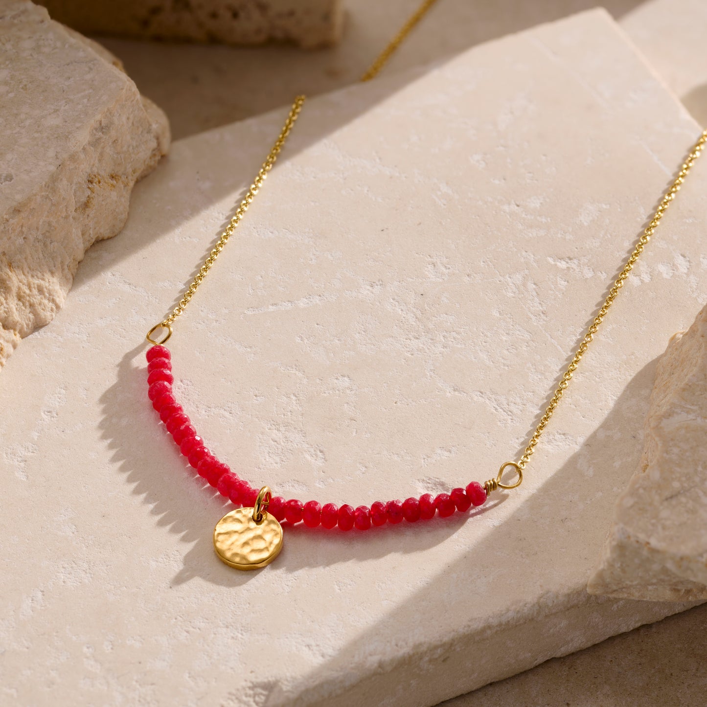 Personalised Red Semi Precious Beaded Necklace