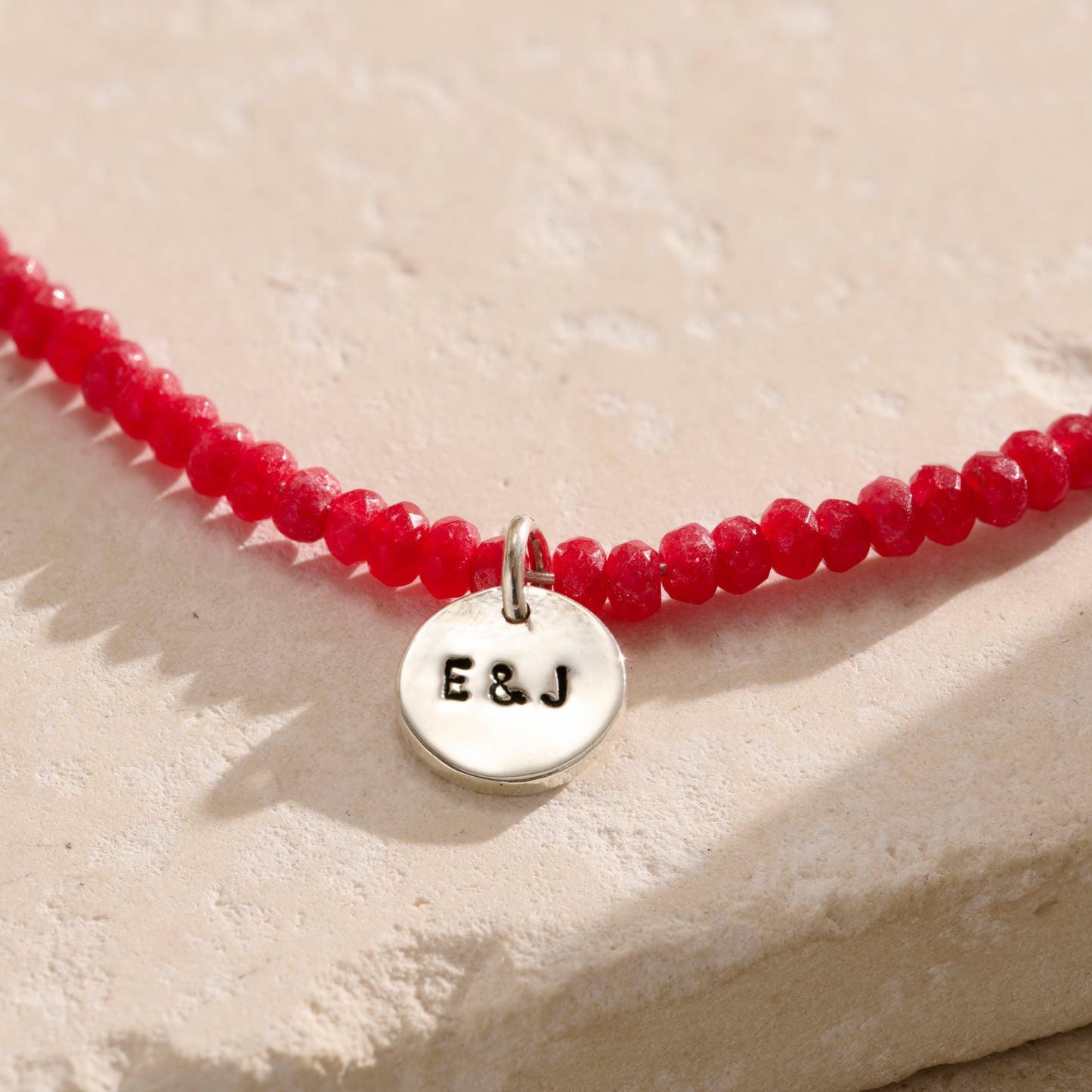 Personalised Red Semi Precious Beaded Necklace