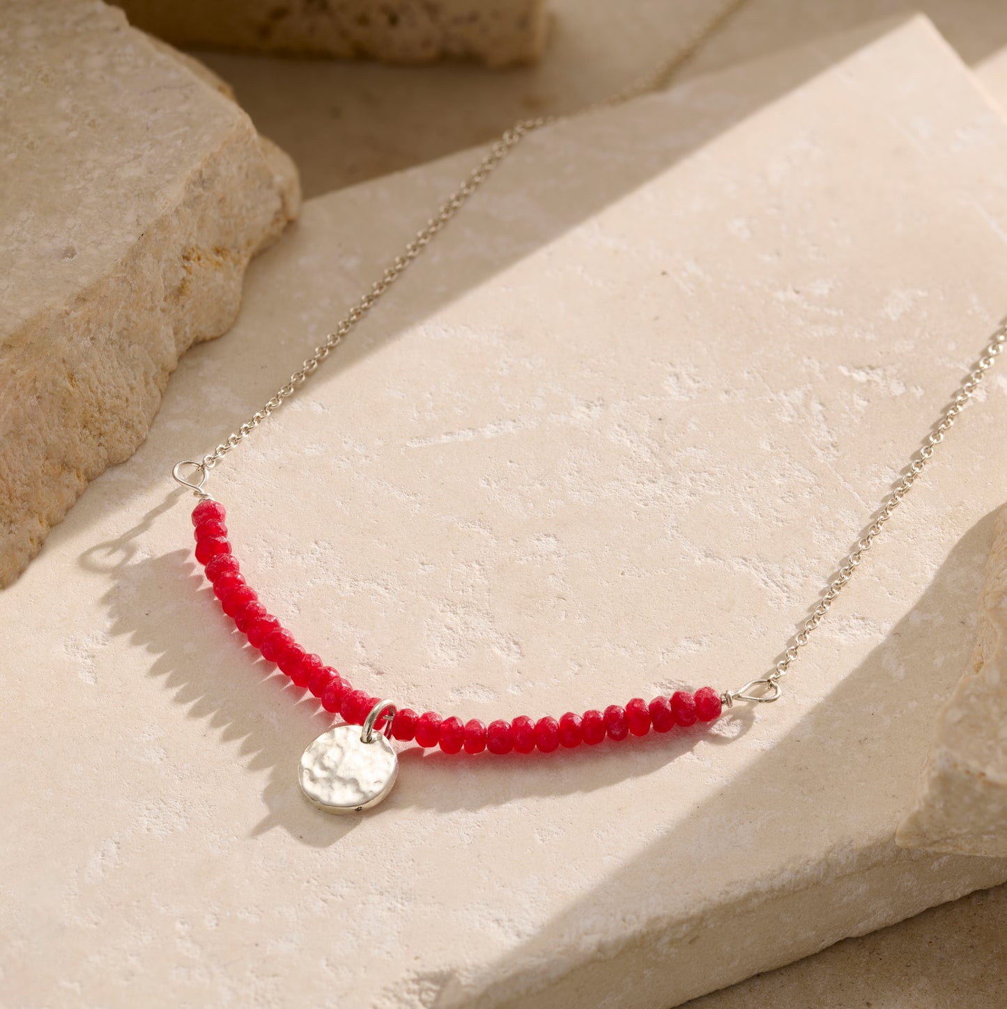 Personalised Red Semi Precious Beaded Necklace