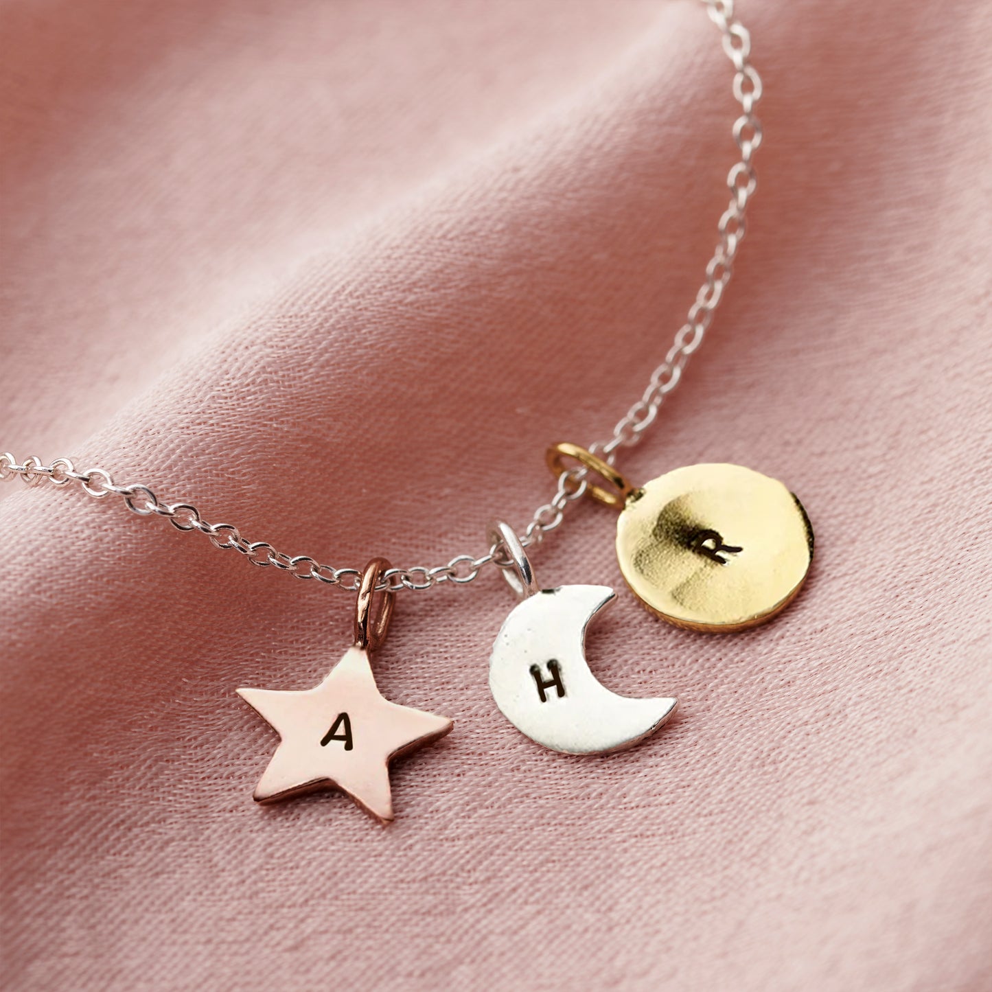 Personalised Mixed Gold Sun Moon & Star Bracelet
