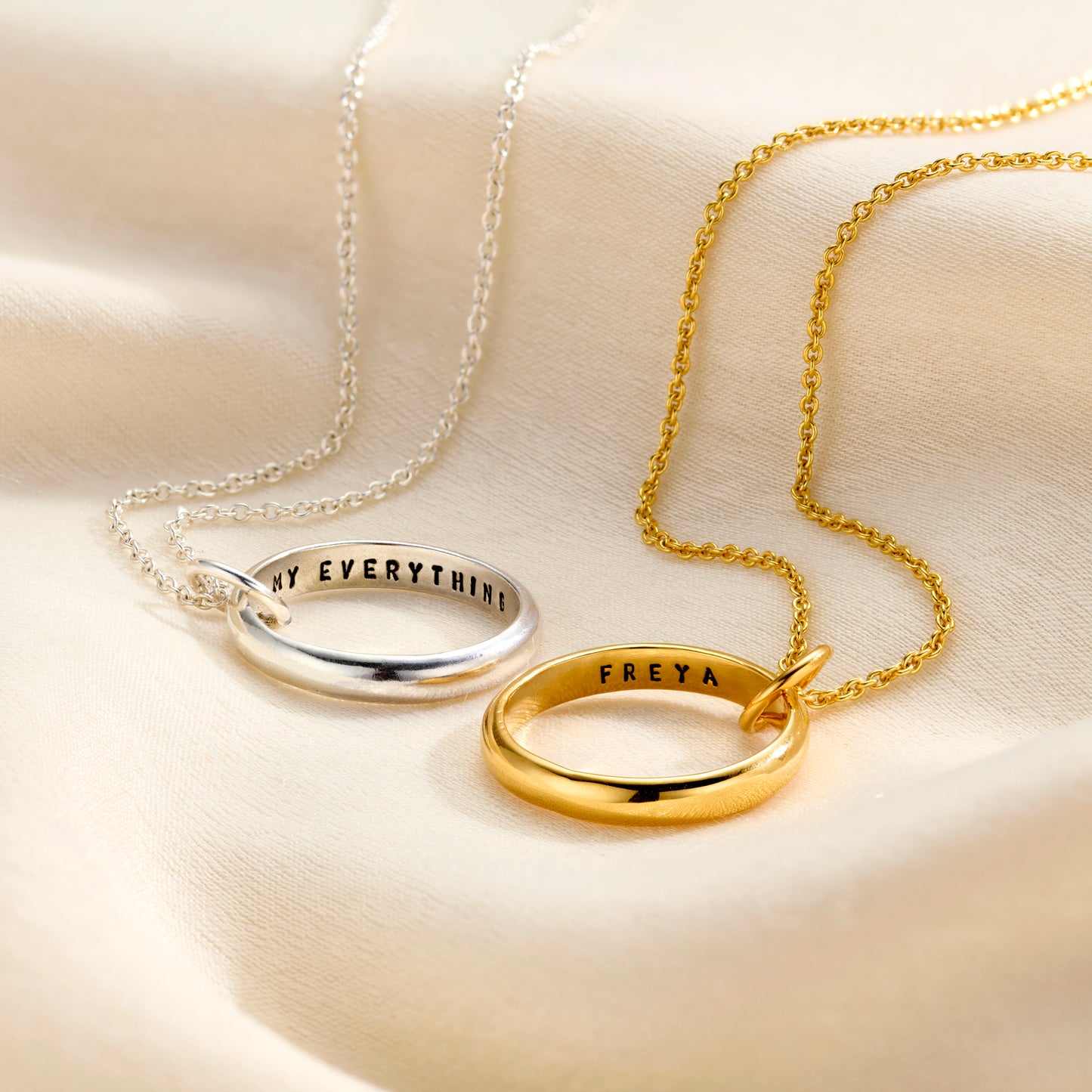 Personalised Secret Script Ring Necklace