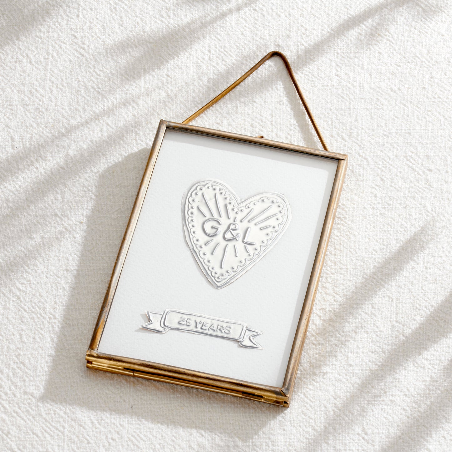 Personalised Brass Embossed Heart Framed Art