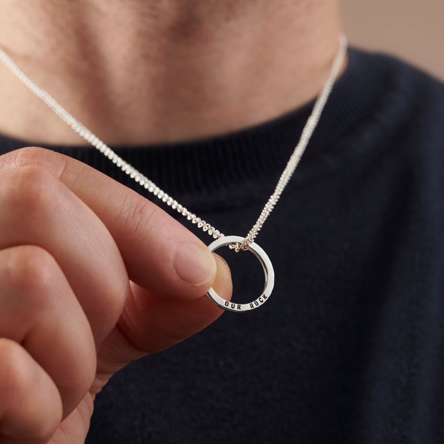 Personalised Men's Quote Circle Necklace