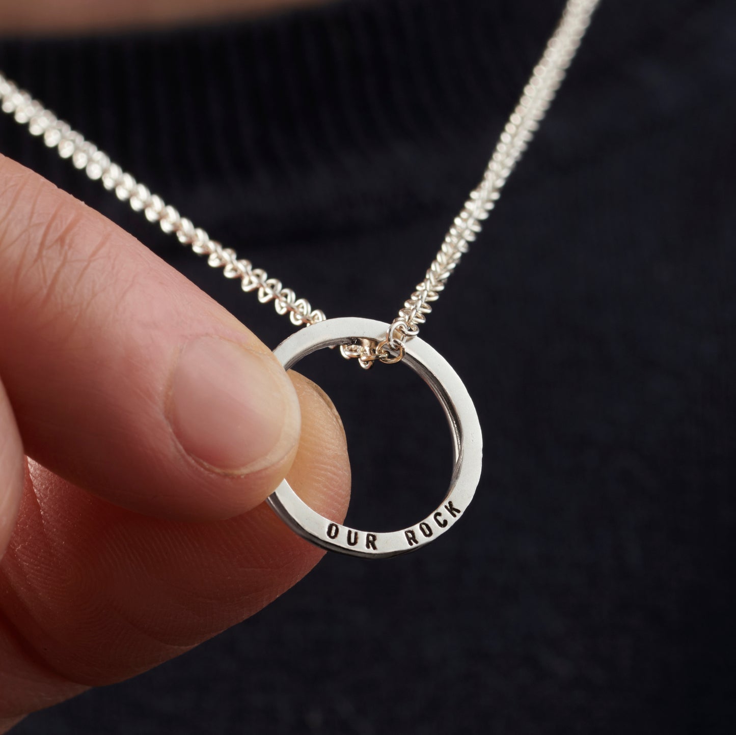 Personalised Men's Quote Circle Necklace