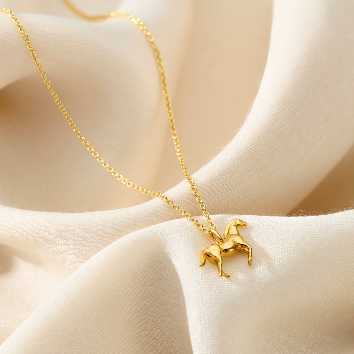 Small Horse Pendant Necklace in 18ct yellow gold plated finish