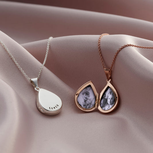 Personalised Small Droplet Locket Necklace