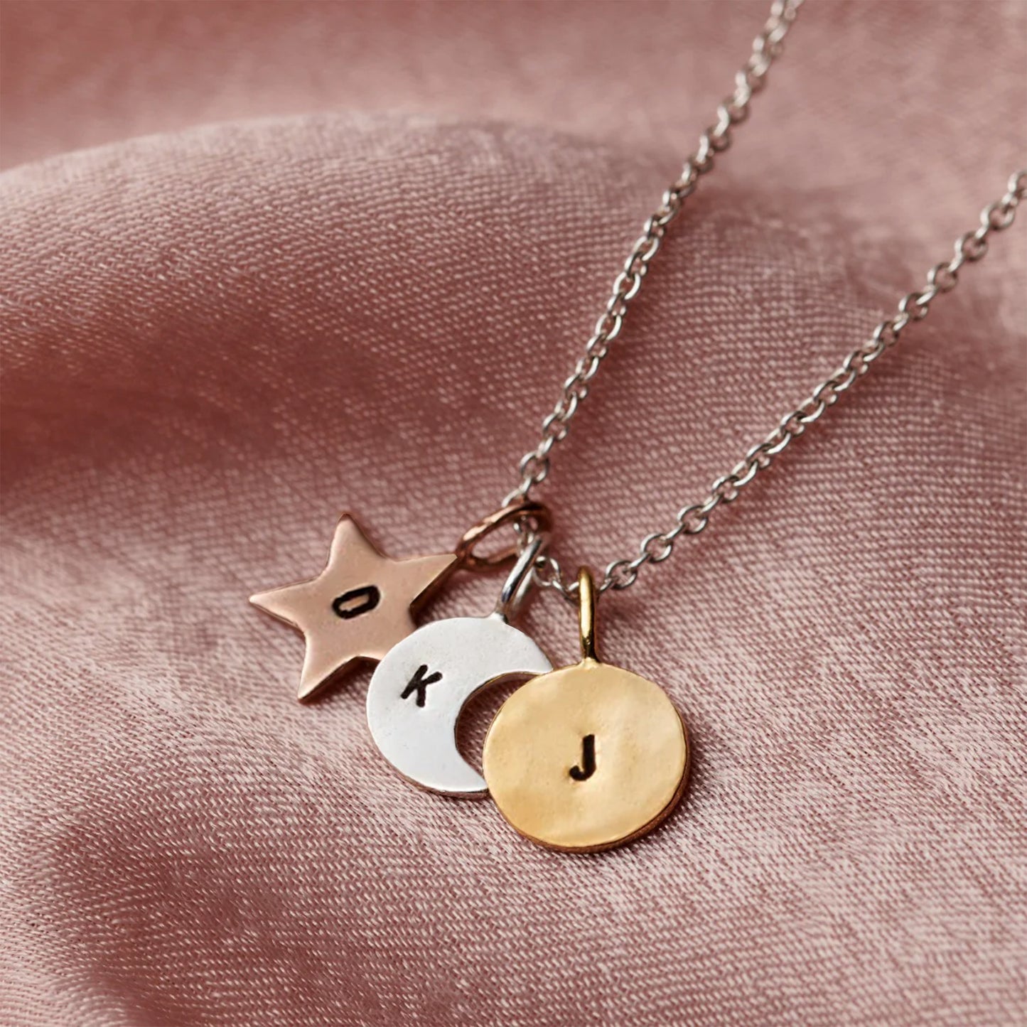Personalised Mixed Gold Sun Moon & Star Necklace