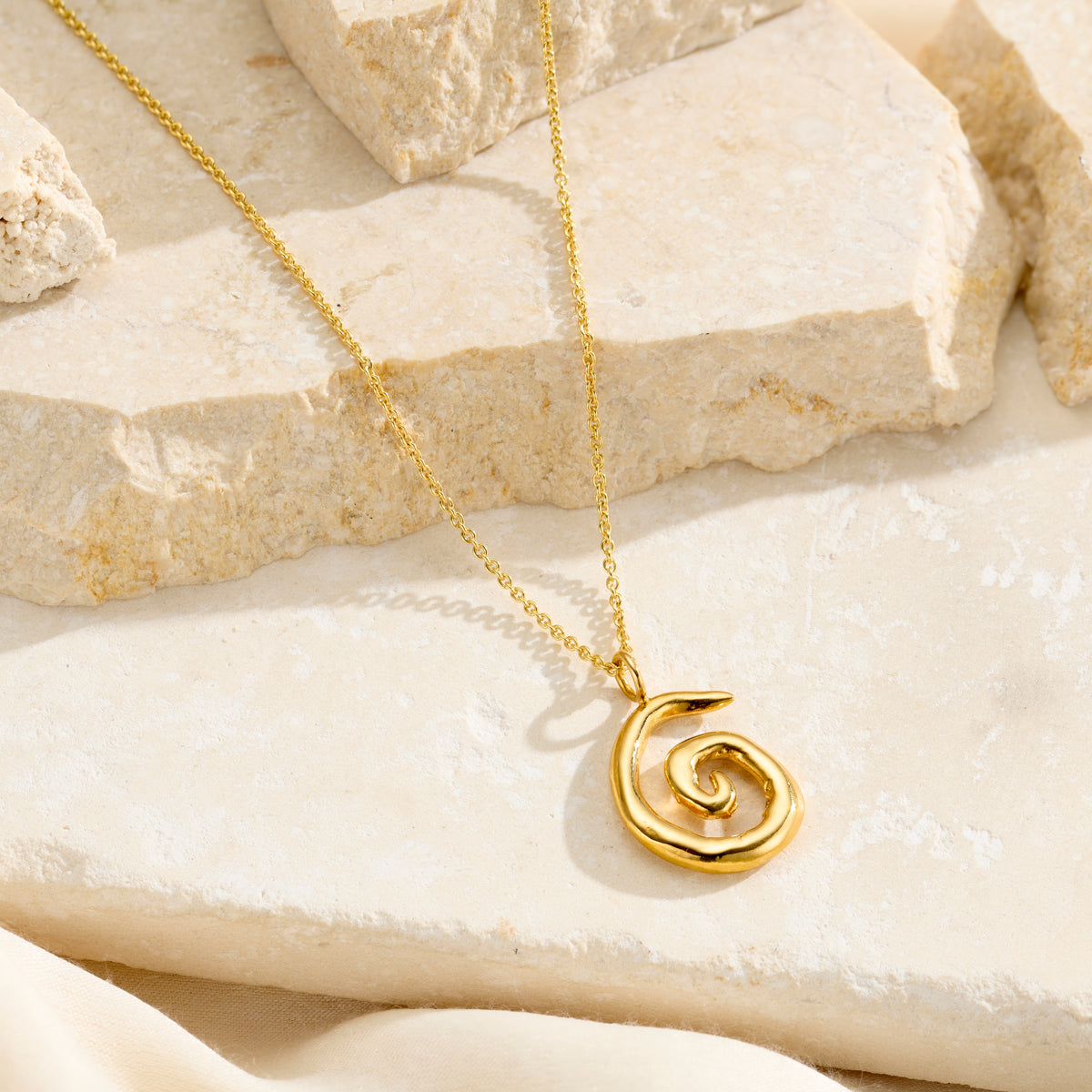 Personalised Spiral Pendant Necklace in 18ct yellow gold plated finish