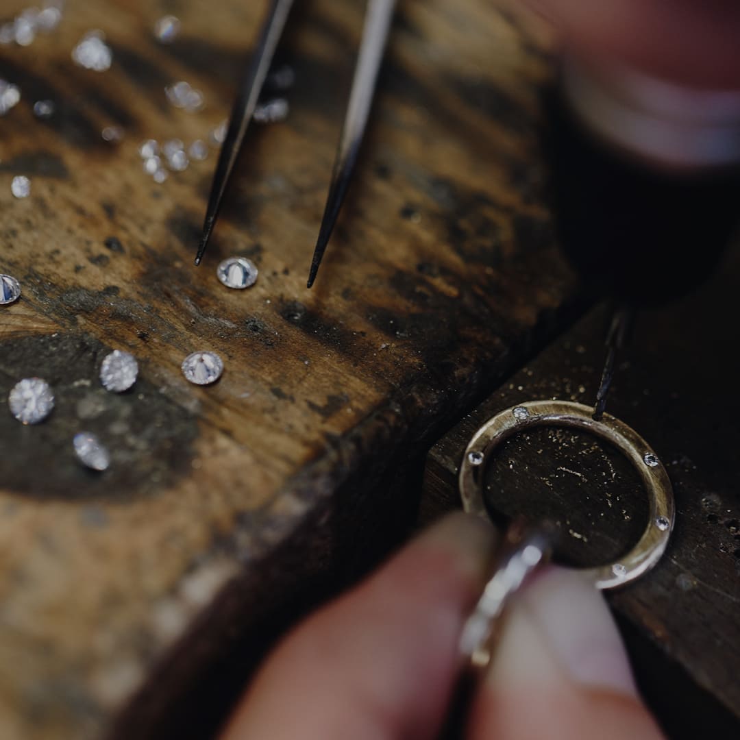 Jewellery being handmade in the Brighton workshop
