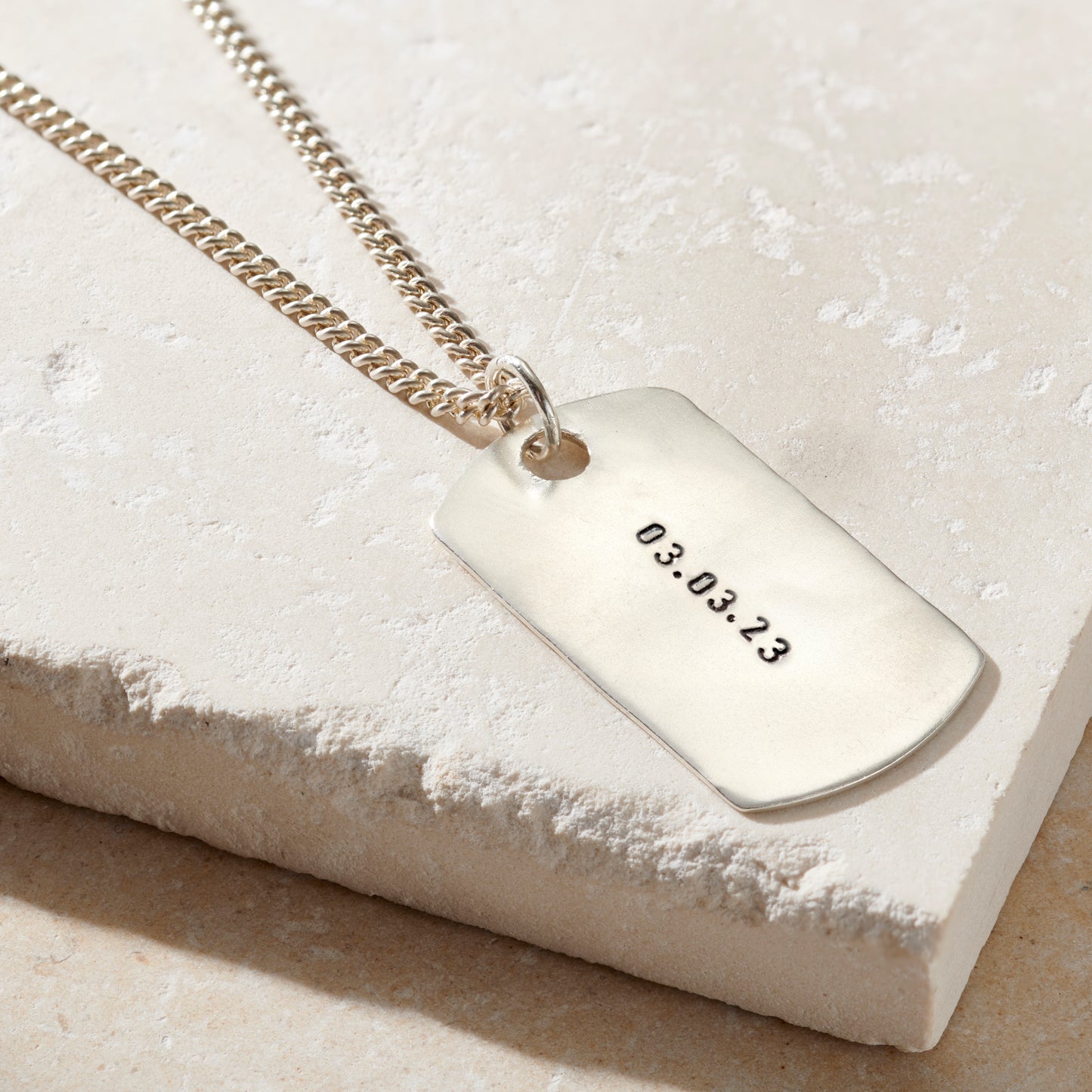 Textured Personalised Dog Tag Necklace