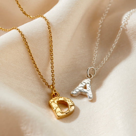 Textured Initial Letter Necklace
