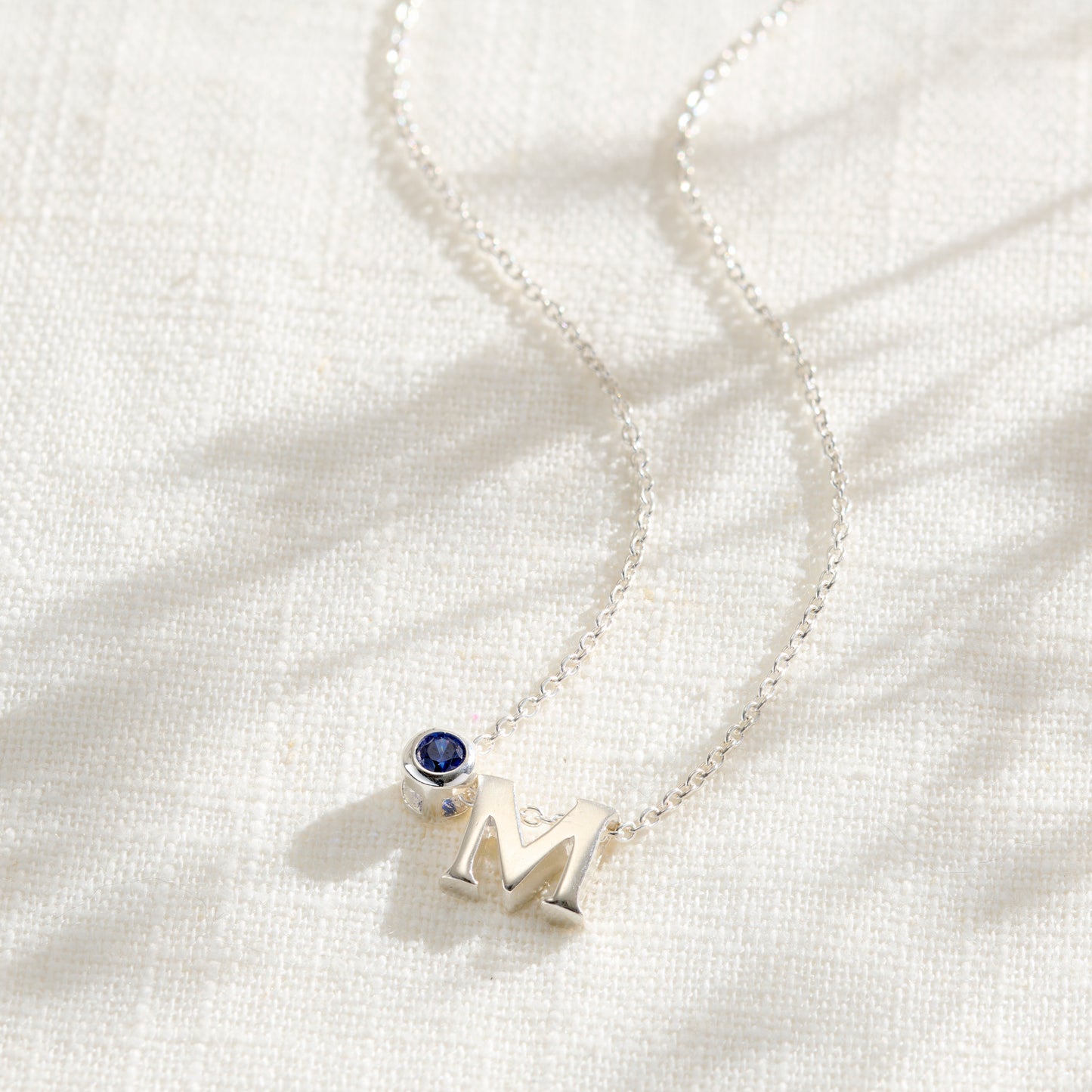 Thread Through Birthstone and Initial Necklace