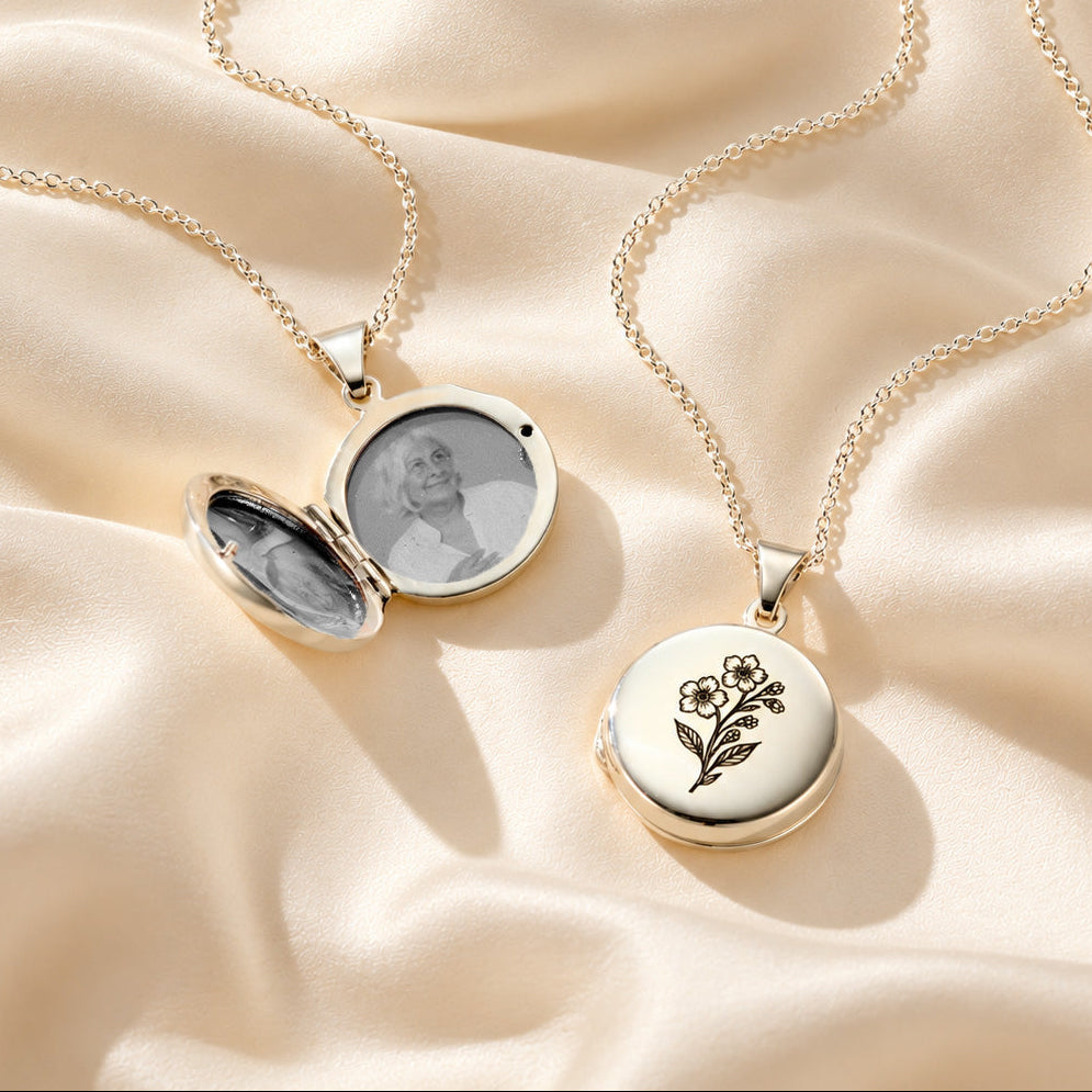 Personalised Forget Me Knot Photo Locket Necklace