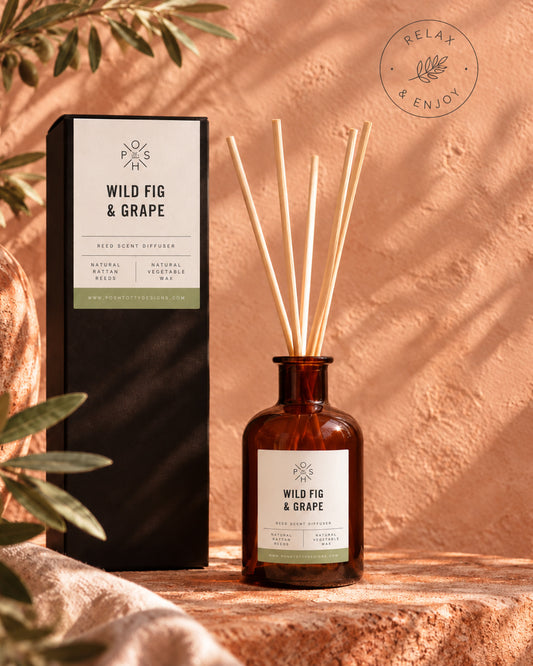 Wild Fig and Grape Reed Diffuser with reeds and presentation box