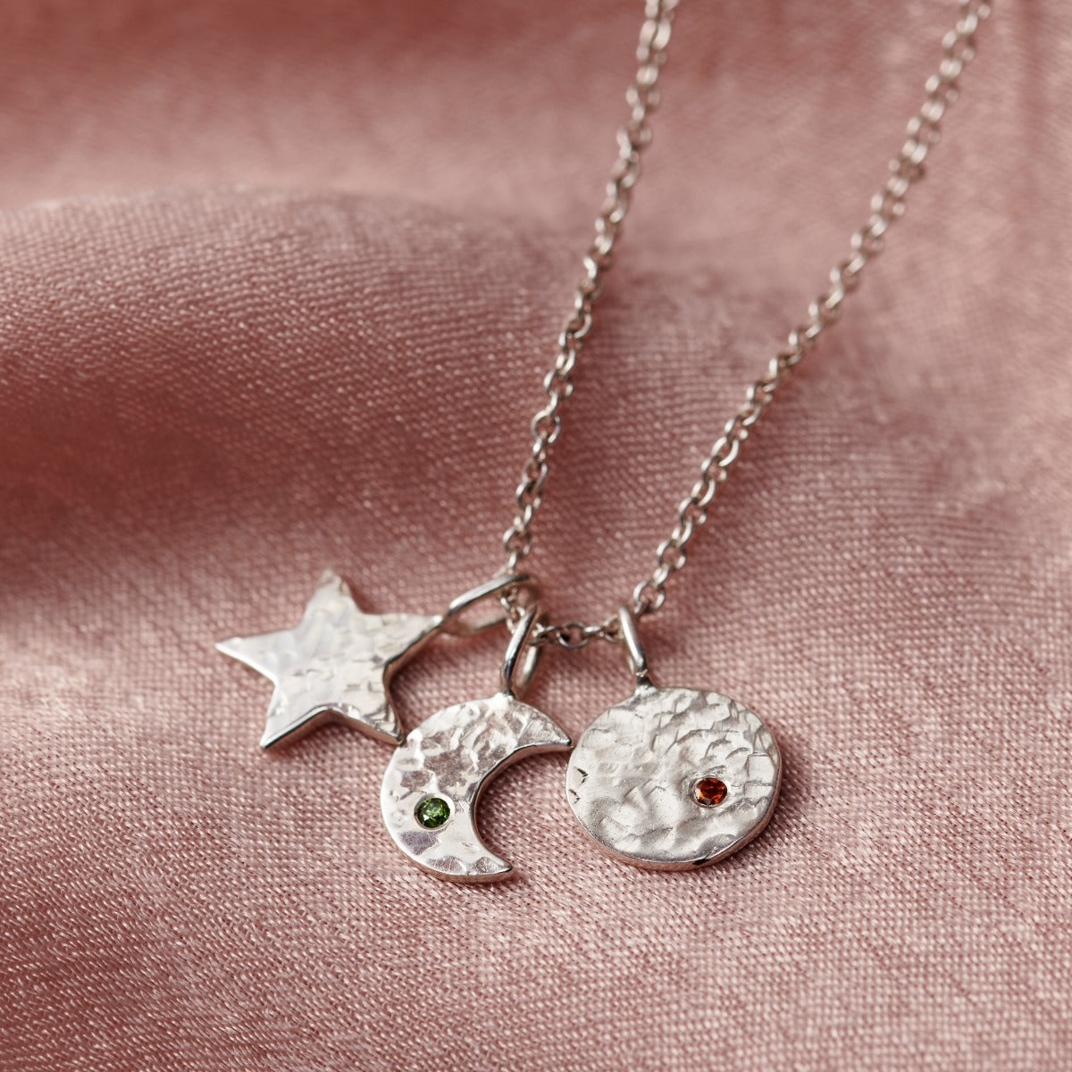 Sun Moon Star Birthstone Necklace Posh Totty Designs