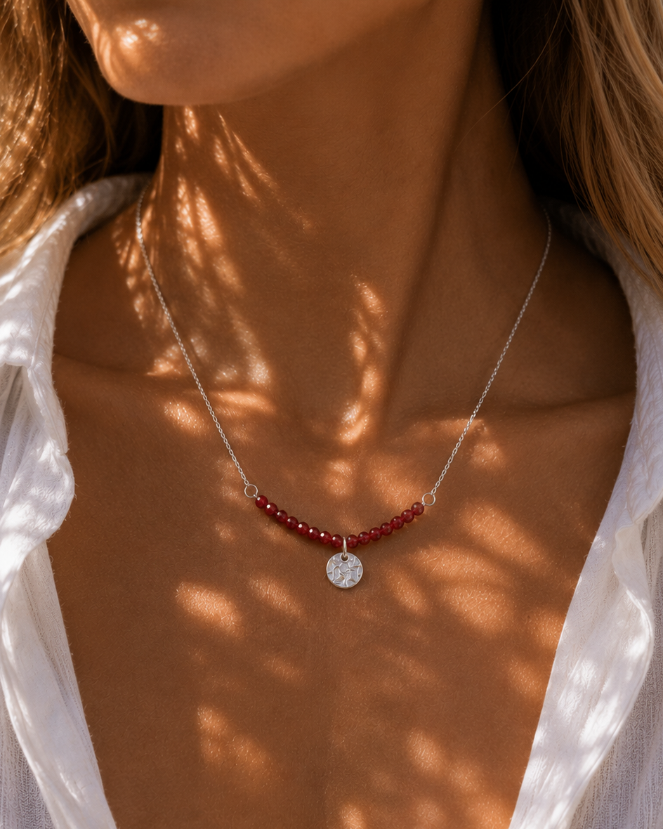 Personalised Red Semi Precious Beaded Necklace