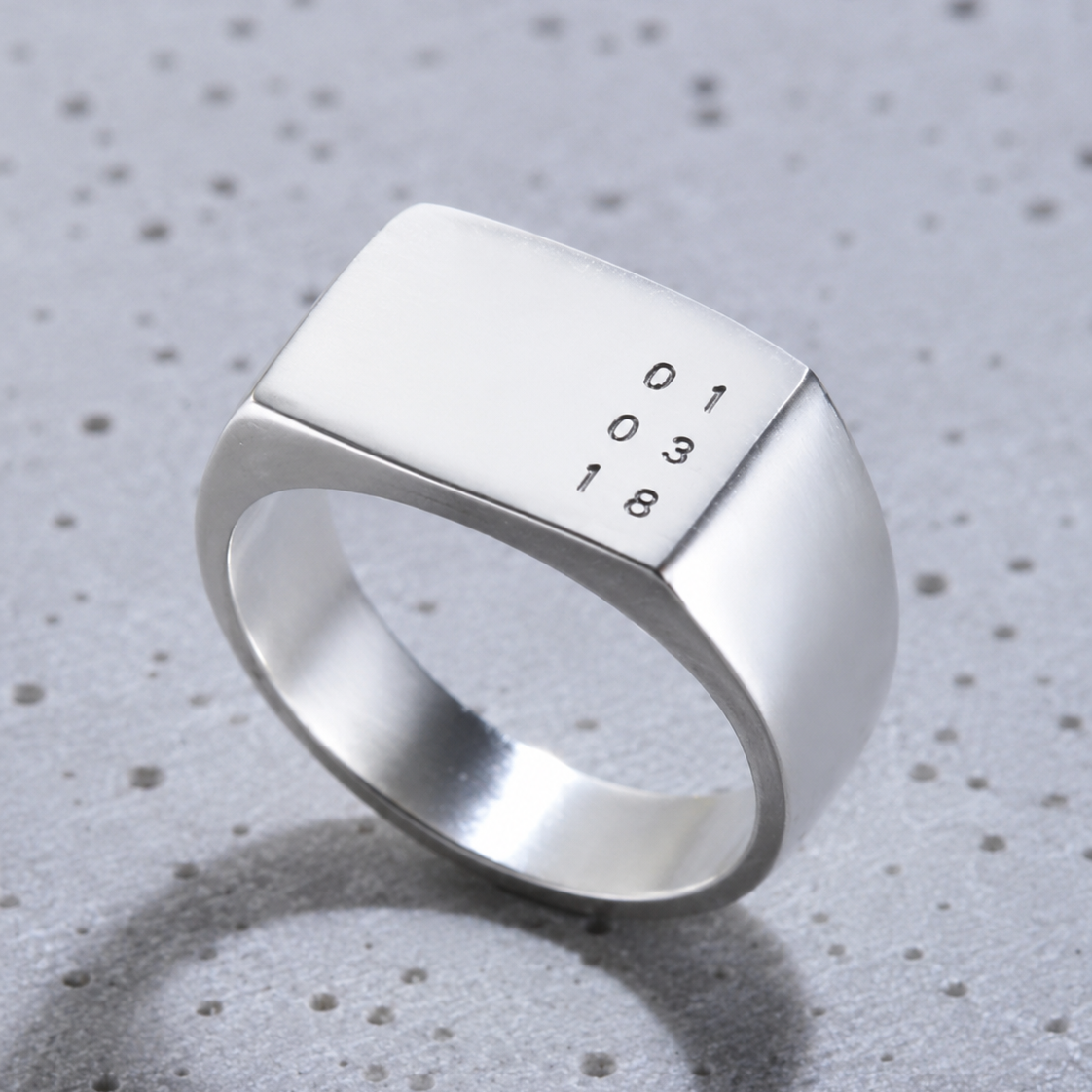 Personalised Date Chunky Signet Ring