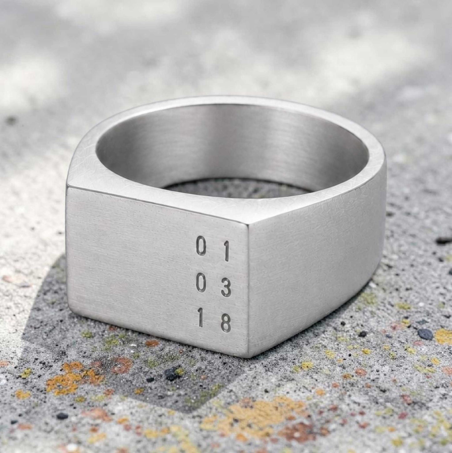 Personalised Date Chunky Signet Ring