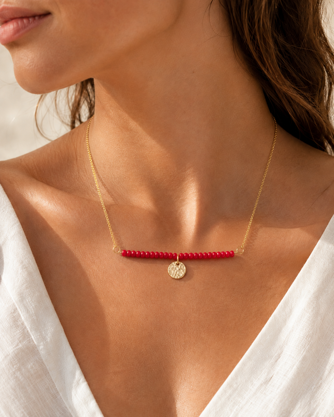Personalised Red Semi Precious Beaded Necklace