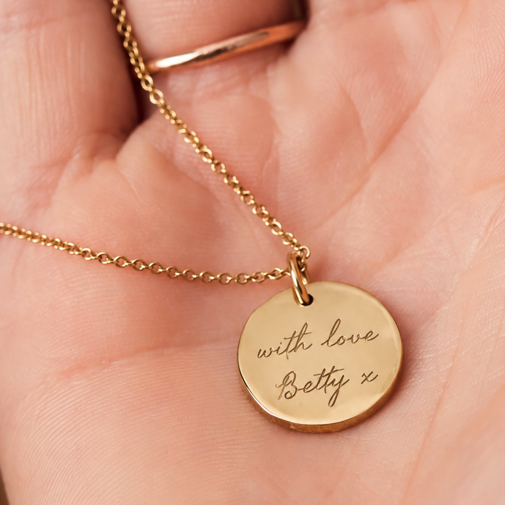 Personalised Handwriting Disc Necklace