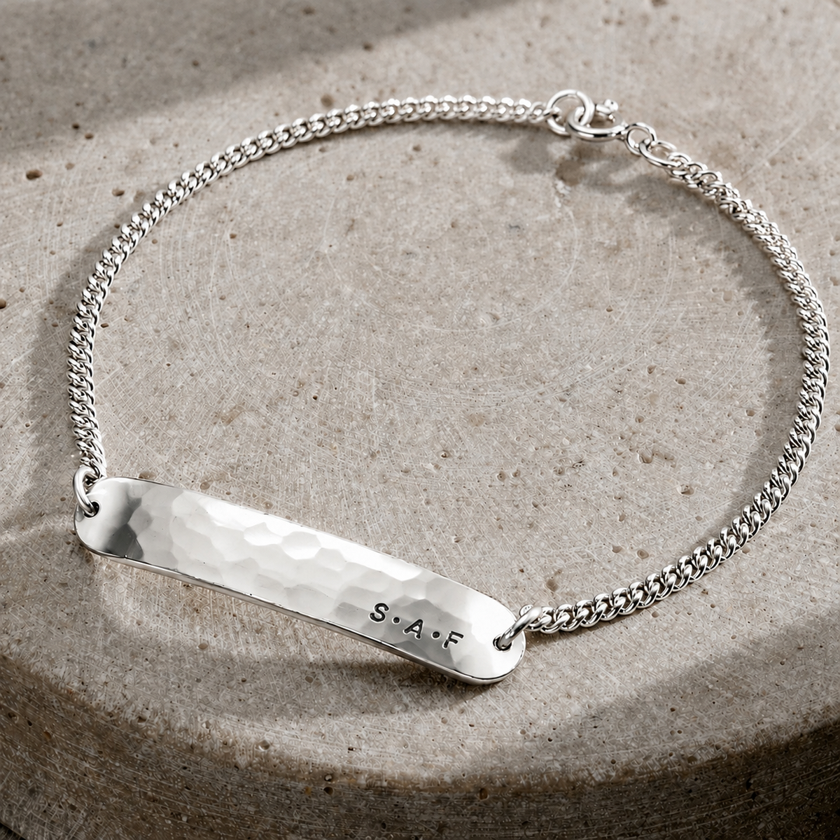 Men’s Personalised Sterling Silver ID Bar Bracelet
