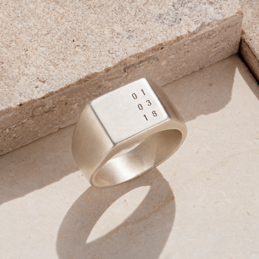 Personalised Date Chunky Signet Ring