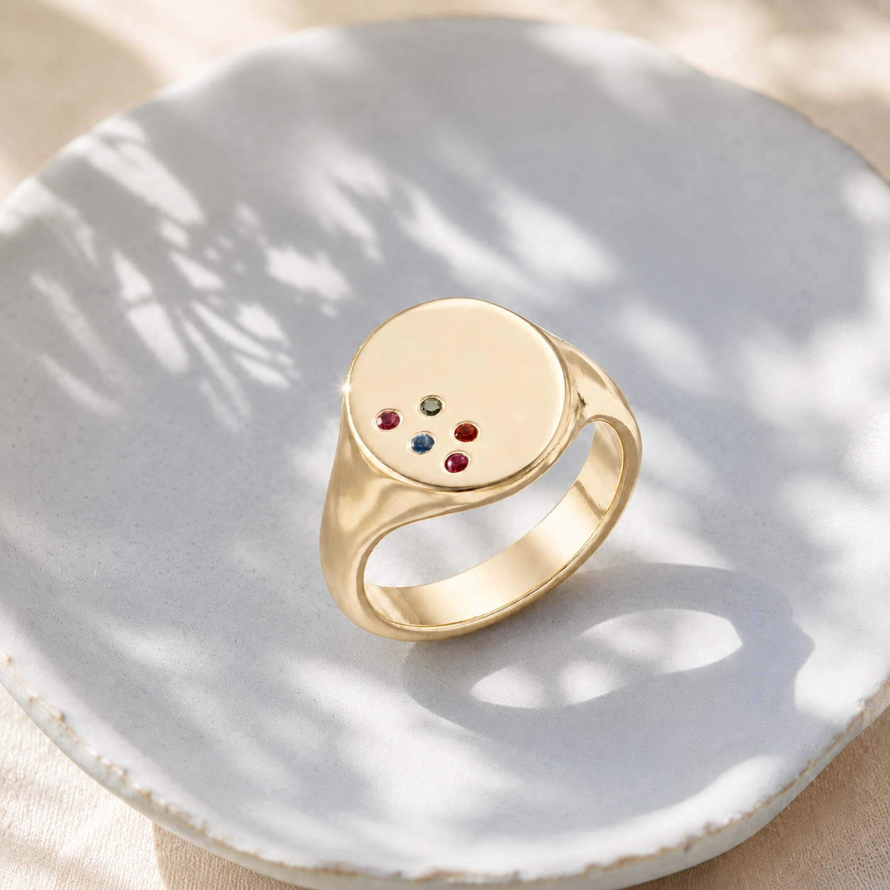 Personalised Chunky Birthstone Signet Ring