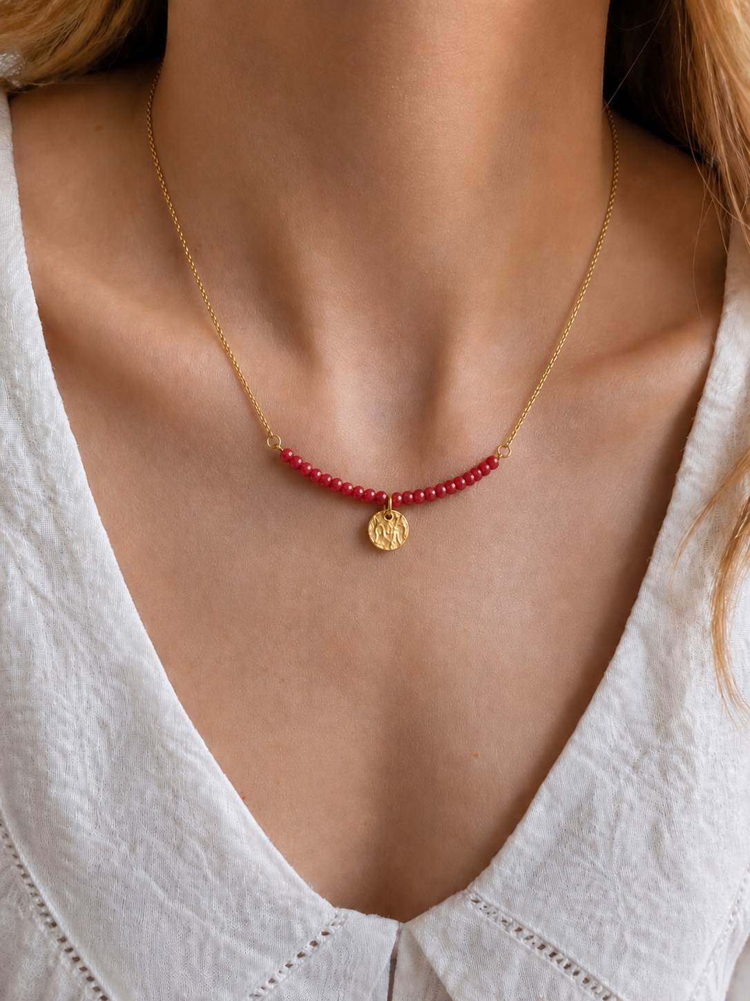 Personalised Red Semi Precious Beaded Necklace