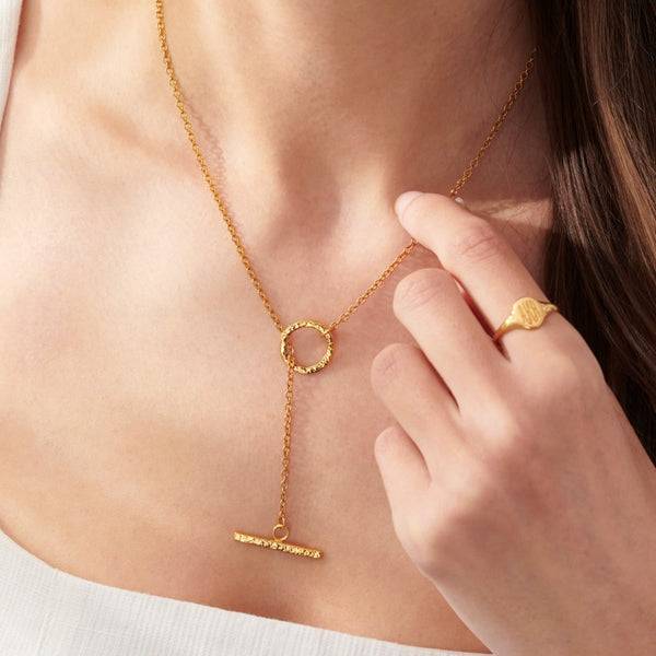 Half Cast Chain & Half T-bar Necklace TWISTED T-BAR PENDANT