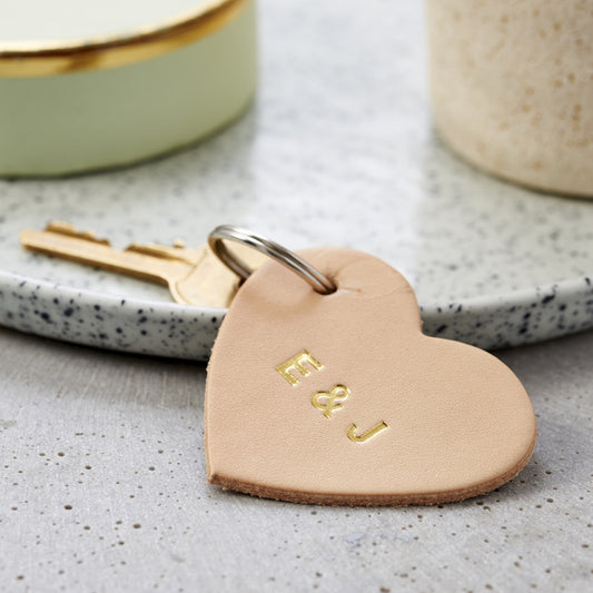 Personalised Embossed Leather Heart Keyring