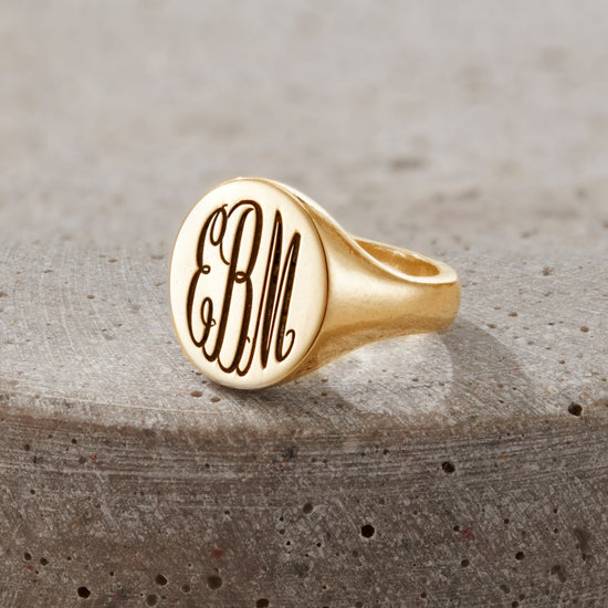Monogramed Signet Rings Men Mens Chunky Monogrammed Signet Ring | Posh Totty Designs